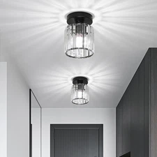 Crystal Ceiling Light Fixture, Mini Semi Flush Mount Ceiling Light, E26 Base ...