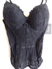 Fredericks Of Hollywood Jessica Black Lace Corset Bustier/Garter Large NWT