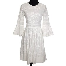 Eliza J White Bell Sleeve Mini Dress Womens 2 Boho Princess Bridal Shower Gypsy