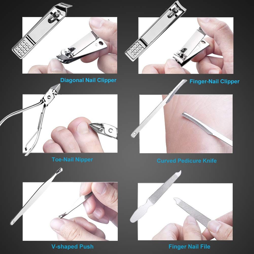 Professional Manicure Pedicure Kit 18-in-1 Nail Clippers Grooming Set