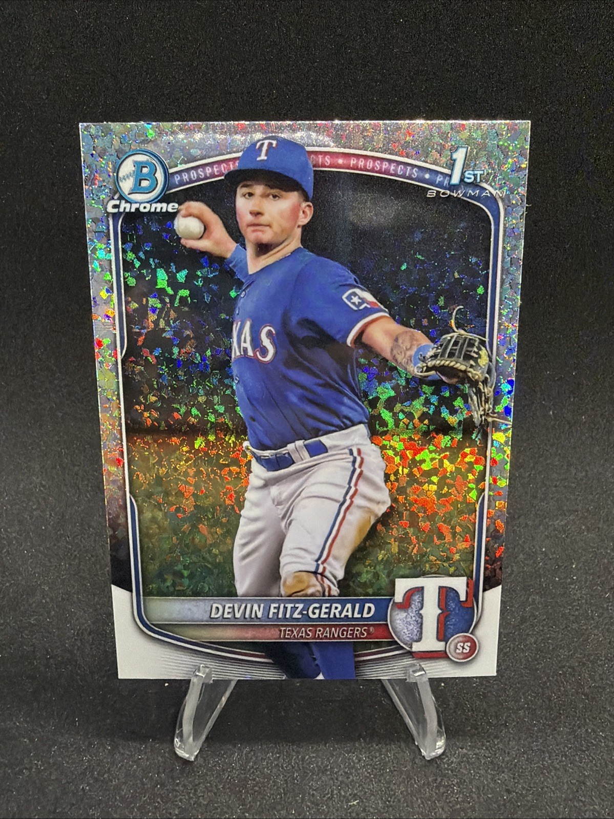 2025 Bowman Chrome 1st Mini-Diamond Refractor Devin Fitz-Gerald Rangers