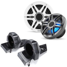 Clarion Marine Premium 6.5-inch RGB LED Speakers and SSV Works SS-B65U Polari...