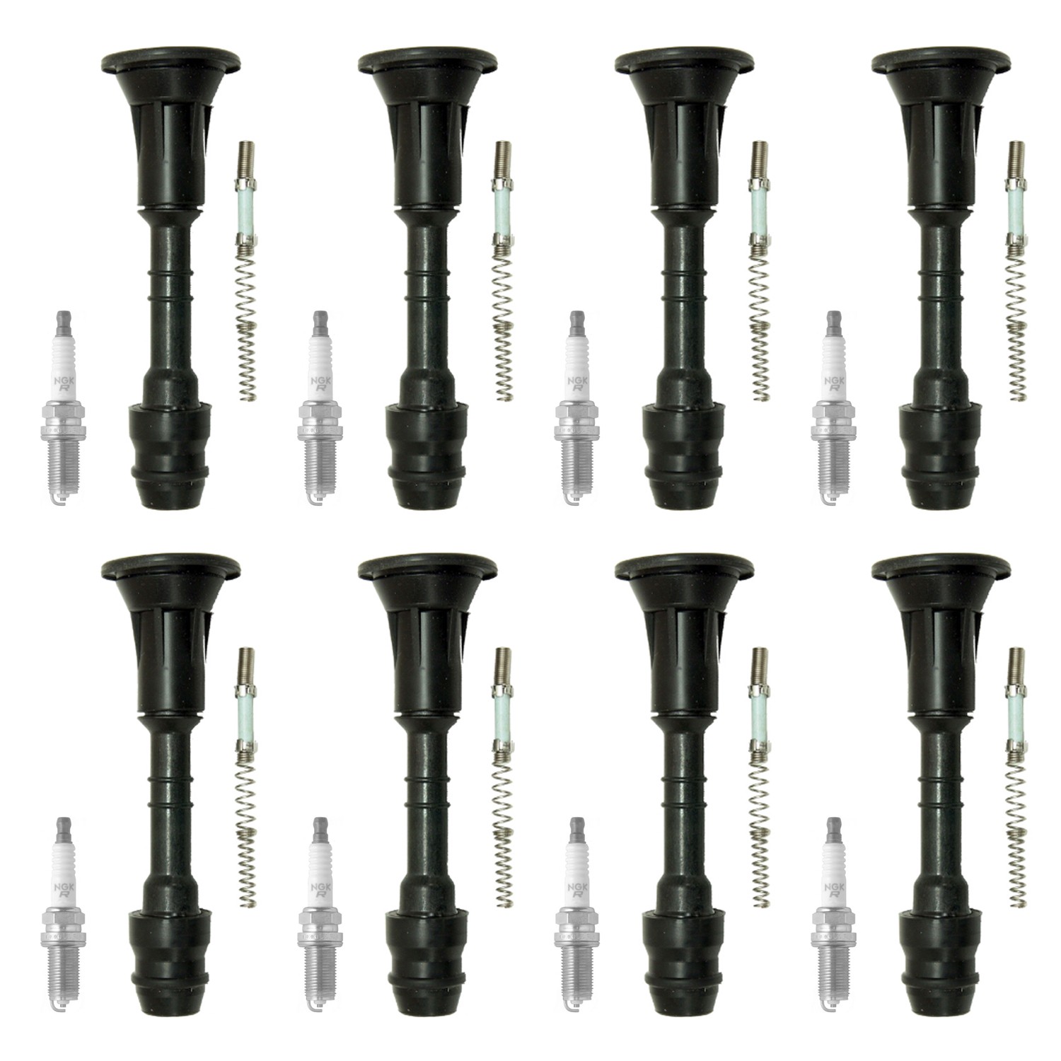 NGK 8 V-Power Spark Plugs 8 Coil Boots Kit for Armada FX45 M45 Q45 QX56 Titan V8