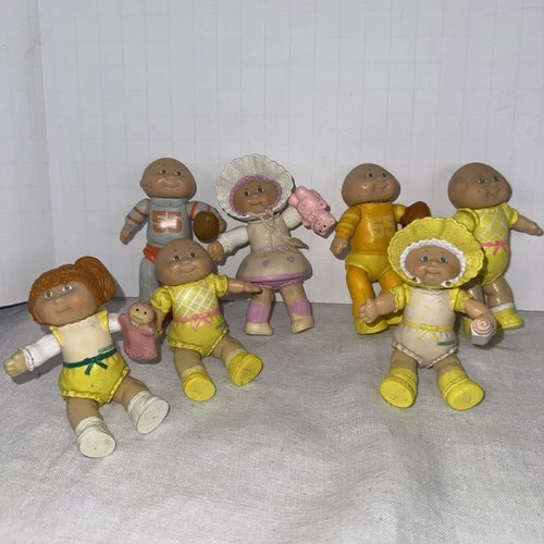 Vintage 1984 Cabbage Patch Kids Lot Of 7 Posable PVC Mini Figures 3.5”