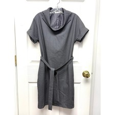 Calvin Klein Gray Sheath Dress Size 2 Belted Short Sleeve Career Work Office
