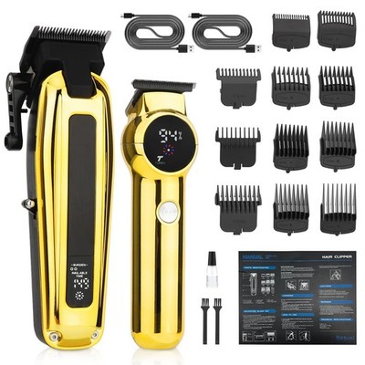 Professional Men's Clippers and Trimmer Set, Barber Clippers, LED Display Hai...
