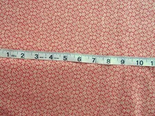 1 yd 100 Cotton Fabric Red with Cream  Red Flowers All Over