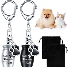 Tudomro 2 Pcs Pet Dog Urns Keychain for Ashes with 2 Storage Bags Small Cat C...