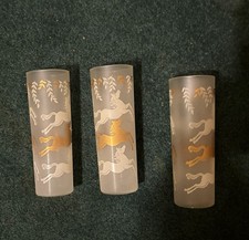 Set of 3 Frosted Tom Collin’s glasses Libbey Calvalcade 1950’s