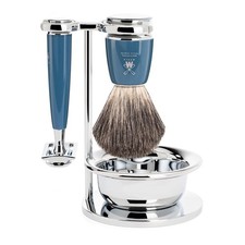 M HLE RYTMO 4piece Pure Badger Double Edge Safety Razor Closed Comb Shaving S...