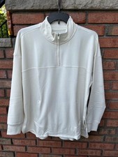 New 44.50 Tags NWT IDEOLOGY Off White LgSlv 1/4 Zip Sweatshirt 2X 3X