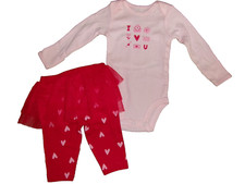 Baby Girl's Valentine's Day Outfit Carters Size 12M NEW Bodysuit  Pants w Tulle
