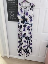 Lily Women’s Maxi Long Sleeveless Floral Dress White Purple Black Size 34