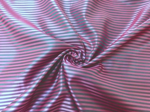 Pink & Gray Viscose Stripes Fabric Material Suit Jacket Skirt Ties Lining - Picture 2 of 2