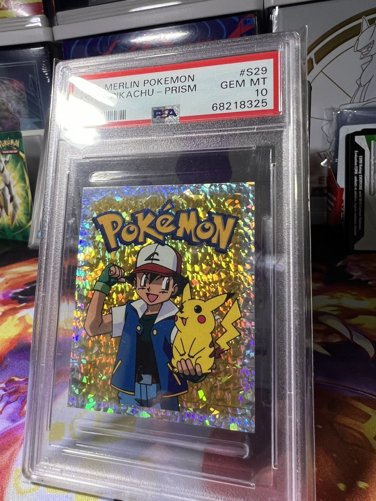 Ash Pikachu Prism 1999 Merlin Collection Pokemon Stickers S29 Cards Prizm PSA 10 - Picture 4 of 5