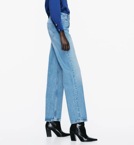 ZARA NEW HIGH-WAISTED FULL LENGTH Z1975 STRAIGHT LEG JEANS MID-BLUE 6147/277 - Picture 4 of 8