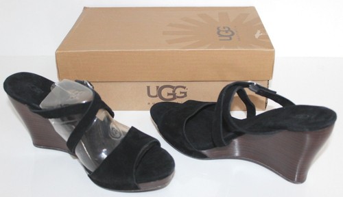 Sandalias de gamuza UGG Australia 3191 BK 8.5 Jullita II cuña deslizable zapatos negros 8.5 - Imagen 2 de 8