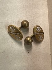 Antique Fleur De Lis Cufflinks, MOP Inlay, Read DESC.