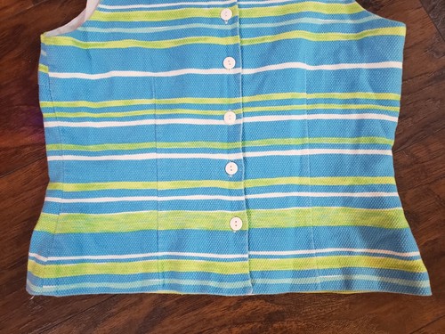 Positive Attitude Petite Top Shirt 12 Sleeveless Lined Buttons in Back Striped - Picture 6 of 7
