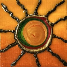 MARIO ESPOSITO SOLE TELA DIPINTA A MANO IN RESINA 10X10 CM