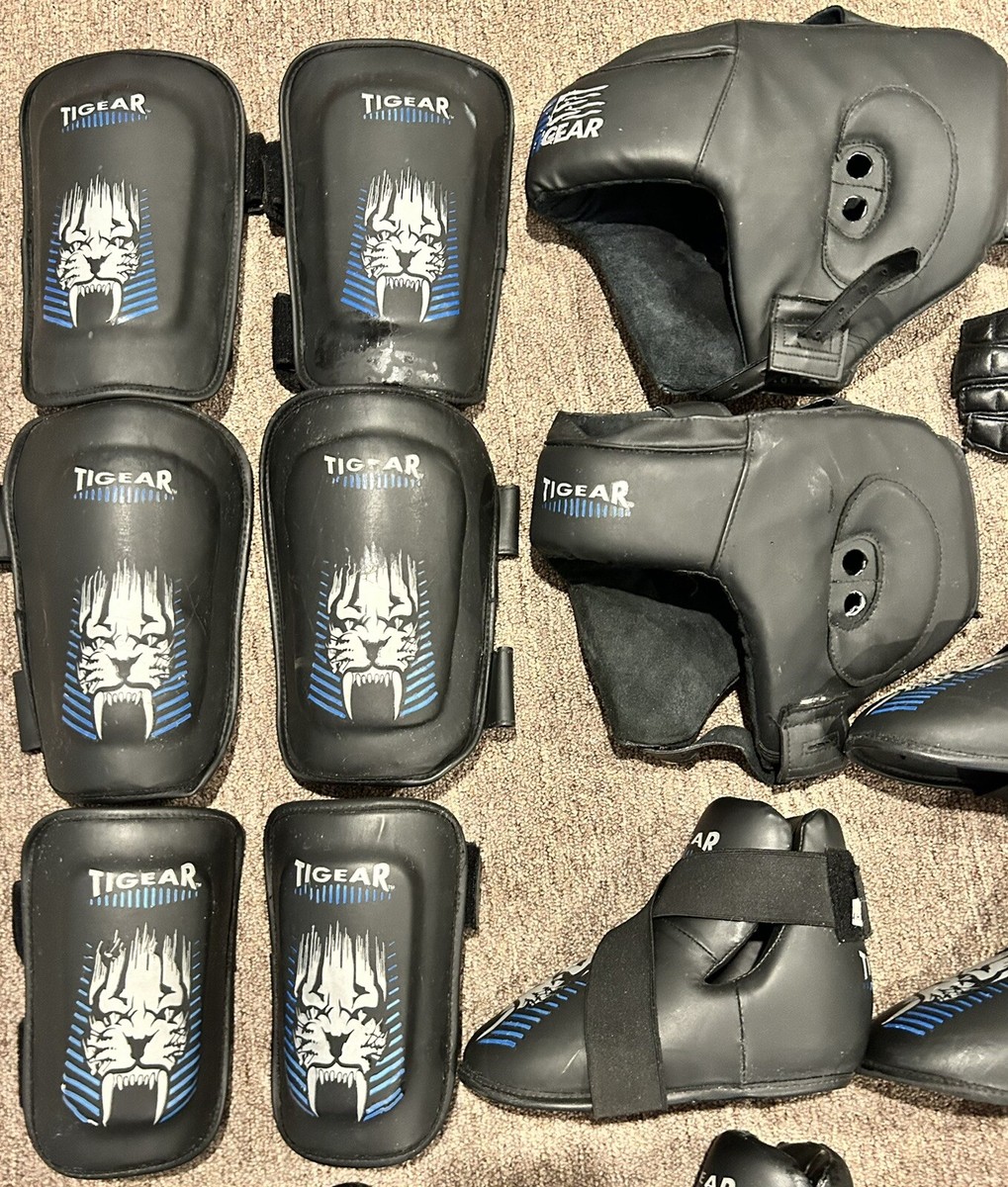 TIGEAR Kickboxing MMA Fight Gear Sparring Boots Foot Protection AND Shin Guards Core Shin Guards Black – Tigear main image 4