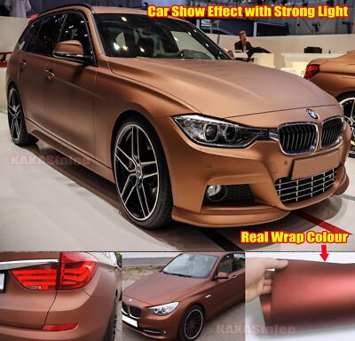 50FT Whole Car Wrap Satin Matte Chrome Metal Vinyl Sticker Film Stretch Brown US