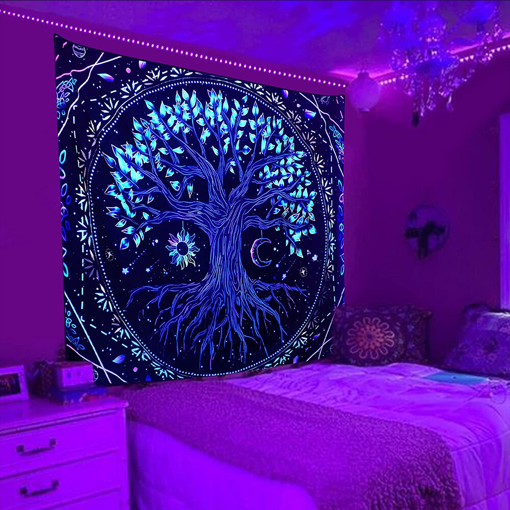 Tree Fluorescent Tapestry Wall Hanging Cloth Carpet Tapestries