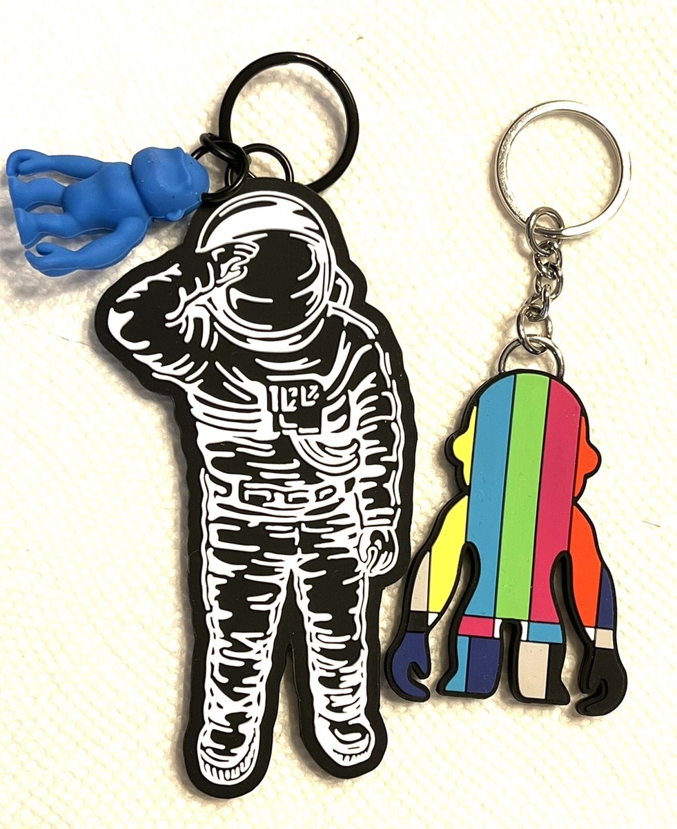 Two NWOT KIPLING MTV Rubber Astronaut Monkeys Key Chain Ring