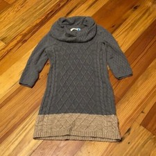 Sparrow knit turtleneck sweater dress gray/tan sz. L (this is smaller than a L)
