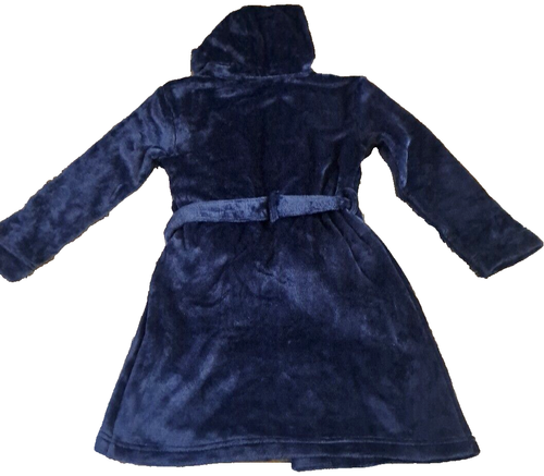 Eddie Bauer Boys Girls Robe Dark Blue Hooded Kimono Ultra Soft Belted Pockets S - Picture 6 of 6
