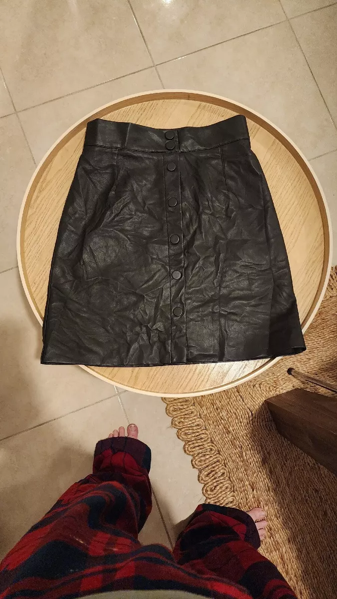 H M LEATHER LOOK SKIRT WITH PRESS STUDS SIZE 8 BNWT eBay