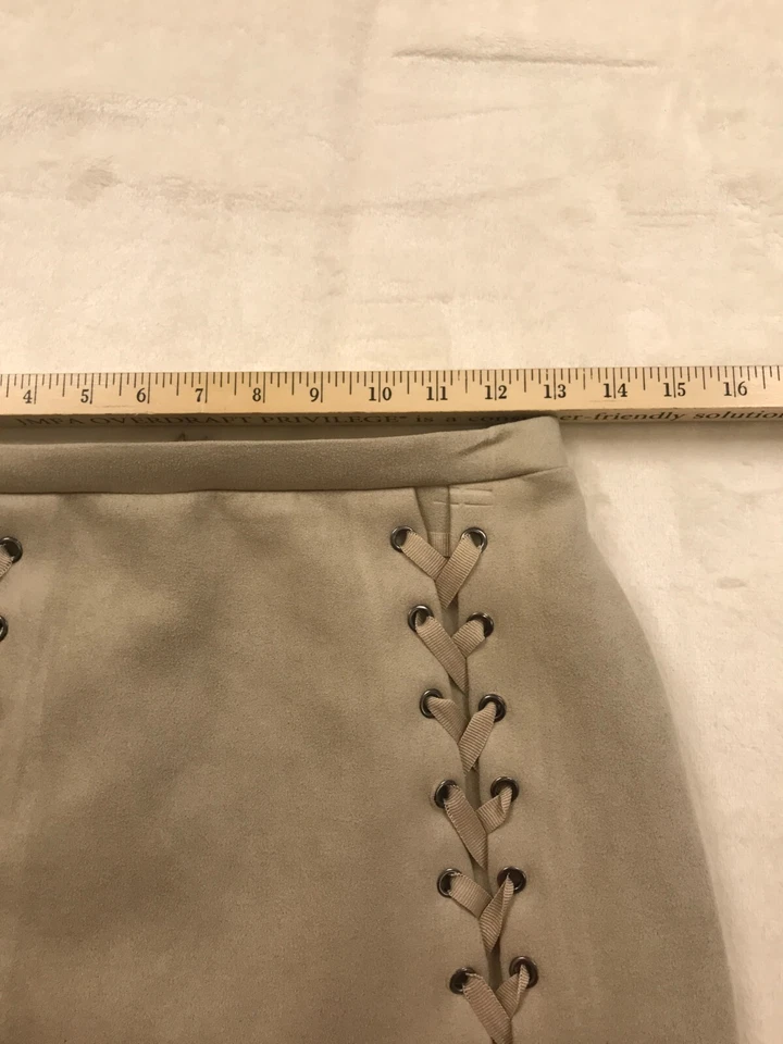 Minifalda Honey Punch para mujer talla S marrón tostado gamuza con cordones 2818 Foto 4 de 4