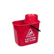 Image of 15 Litre Mop Bucket & Wringer - Printed with ‘Caution Wet Floor’