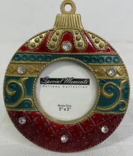 Christmas Ornament Photo Frame Special Moments 2x2 Rhinestones