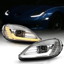 Faros proyectores cromados Switchback tubo LED DRL para Chevy Corvette 2005-2013