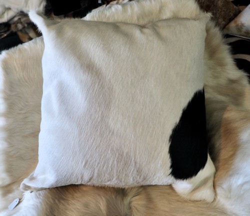 BOLD & BEAUTIFUL BLACK & WHITE DOUBLE SIDED 50CM SQ COWHIDE CUSHION COVER - Picture 5 of 6