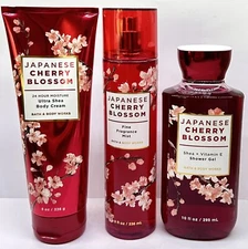 🌸Bath & Body Works Japanese Cherry Blossom Cream, Shower Gel & Mist 3-Pc 🌸