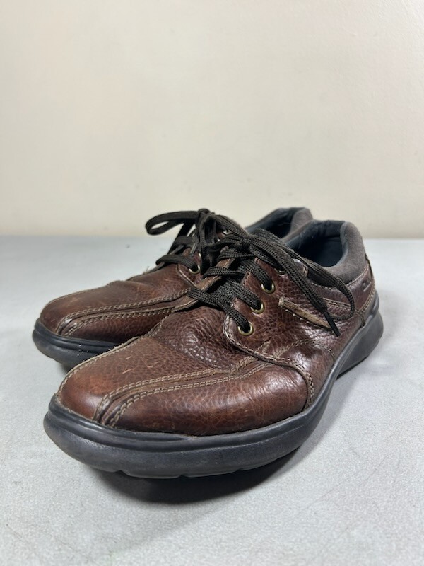 Clarks men's 21938 brown leather lace up oxfords casual shoes size