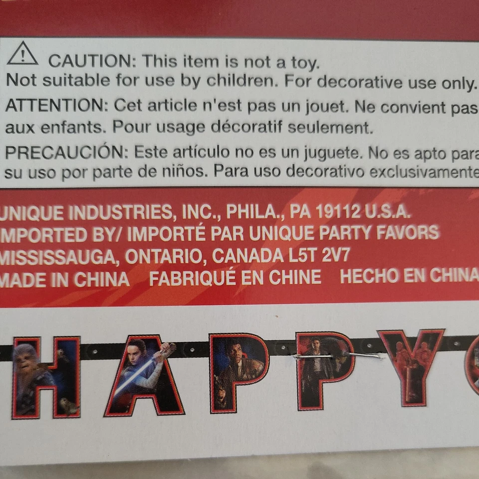 星球大战生日快乐横幅迪士尼(大量 2 件)儿童派对全新最后的杰迪 — 第 4/4 张图片