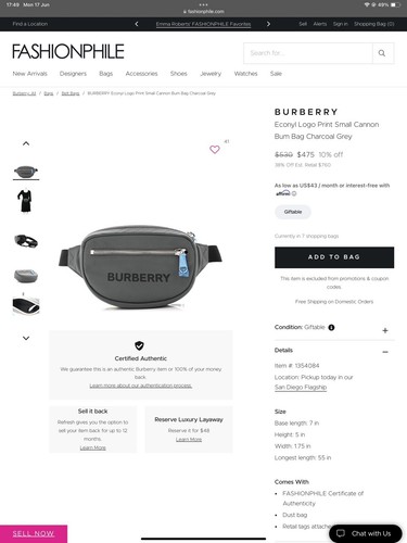 Burberry Logo Print Small Cannon Bum Bag Charcoal Grey RRP£595 Dust Bag & Card - Picture 16 of 16