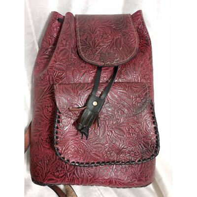 Handcrafted Red-Brown Authentic Mexican Leather Women’s Backpack Handmade backpacks, Soft leather Backpacks, Big backpacks  main image 4