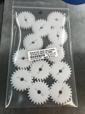 QTY DELRIN SPUR GEAR 16 PITCH 24 TEETH 1/4” BORE FACE 20 DEGREE 