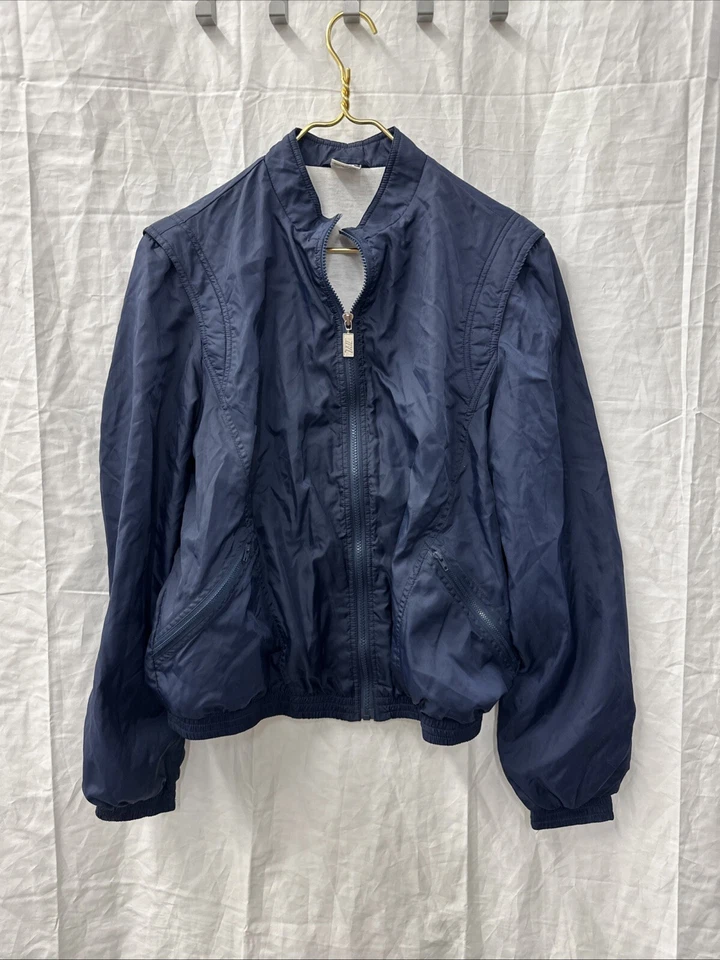 Винтажный 80-х 90-х хвост ветровка куртка для гольфа Sm темно-синий - Изображение 2 из 4