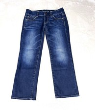 American Eagle Jeans Women  s 00 Blue Artist Stretch Low Rise Straight Cropped