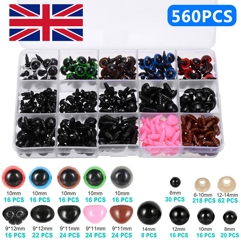 560Pcs Safety Noses Eyes and Washers For Soft Toys Teddy Bear Doll Making Craft