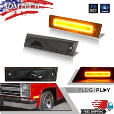 Smoke Full Amber LED Front Side Marker Light For 81-91 Chevrolet C10 C20 C30 GMC