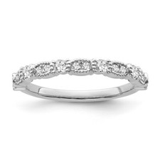 14K White Gold Round Natural Diamond Wedding Band Ring Size 7 For Women