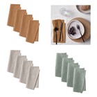 Vintage Design Homewares Set of 4 Washed Linen Cotton Square Napkins 50cm x 50cm