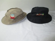 South Park Bucket hats lot of 2 Cartman and others 2 hats Khaki m black s NEW