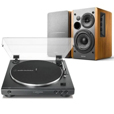 AUDIO-TECHNICA, EDIFIER Audio-Technica AT-LP60X Giradischi + Edificatore R1280DB Altoparlanti Bluetooth Acero